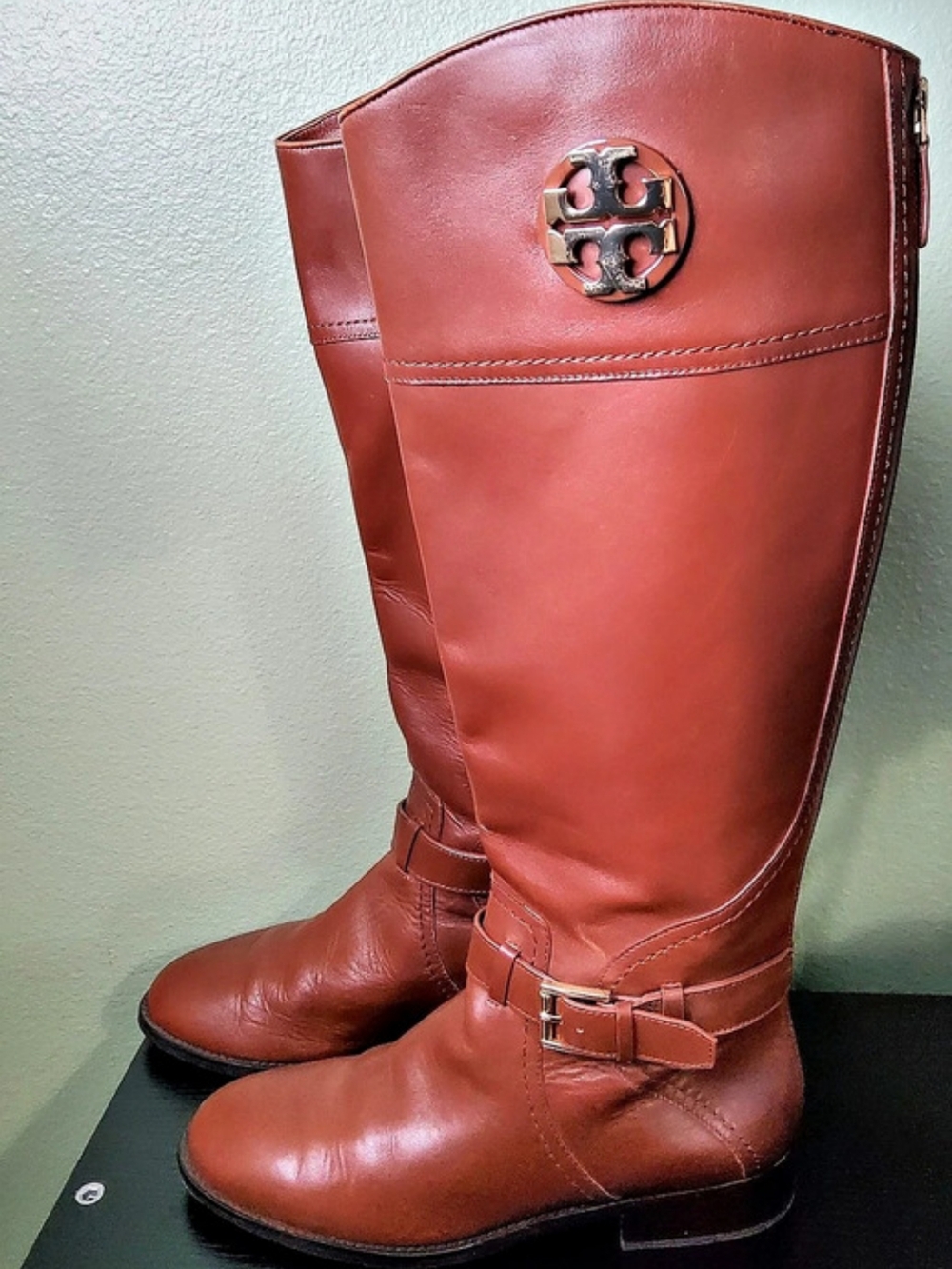 Tory Burch Adeline Riding Boot Leather Boots in Brown Size 8